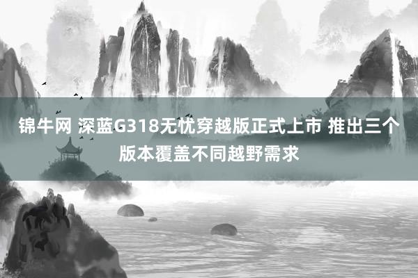 锦牛网 深蓝G318无忧穿越版正式上市 推出三个版本覆盖不同越野需求