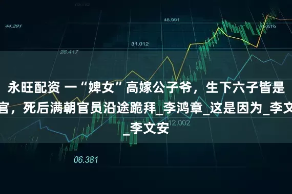 永旺配资 一“婢女”高嫁公子爷，生下六子皆是高官，死后满朝官员沿途跪拜_李鸿章_这是因为_李文安
